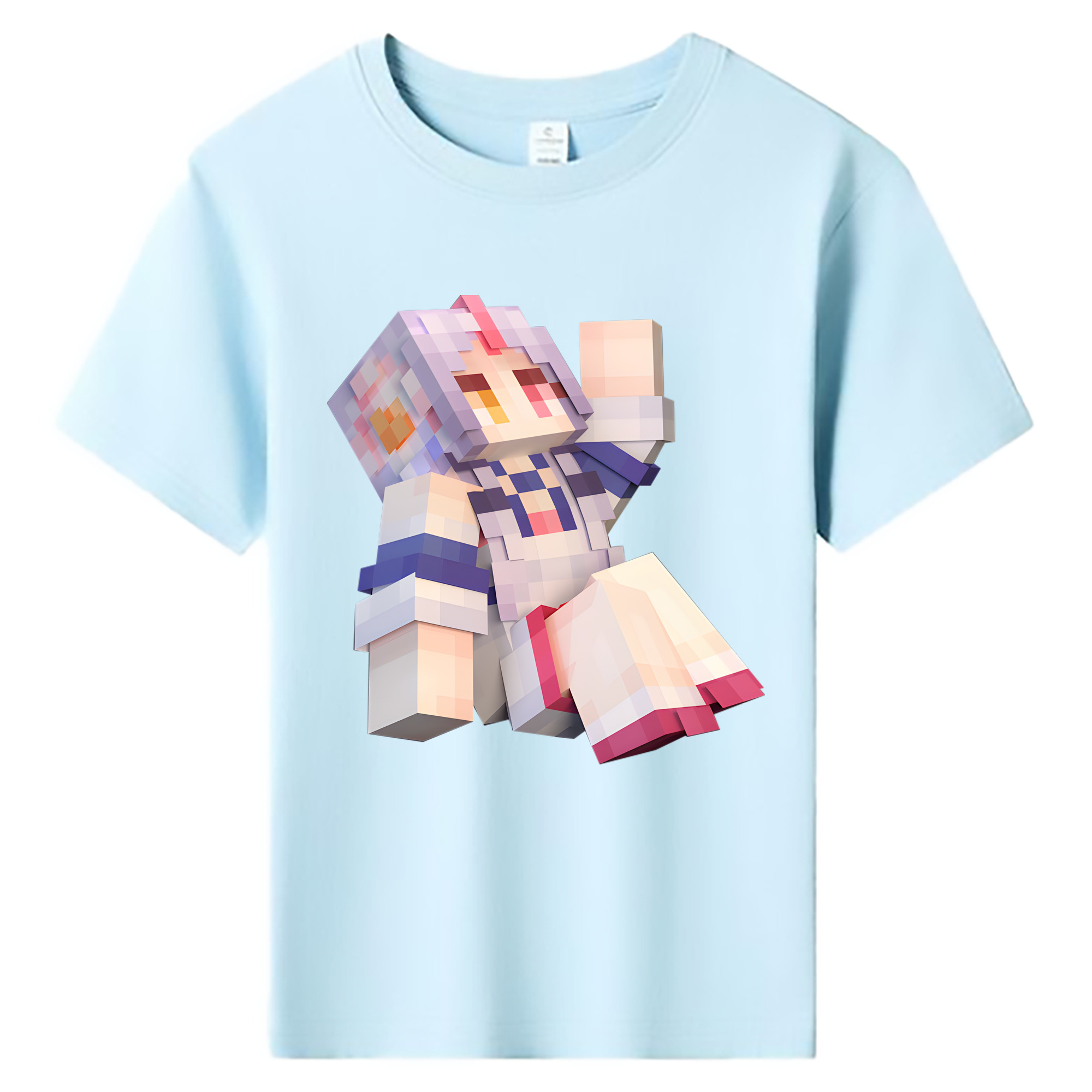 （画像用） マインクラフト ブロックの世界 Minecraft MC Block world 綿100％キッズTシャツ（フロントプリント）